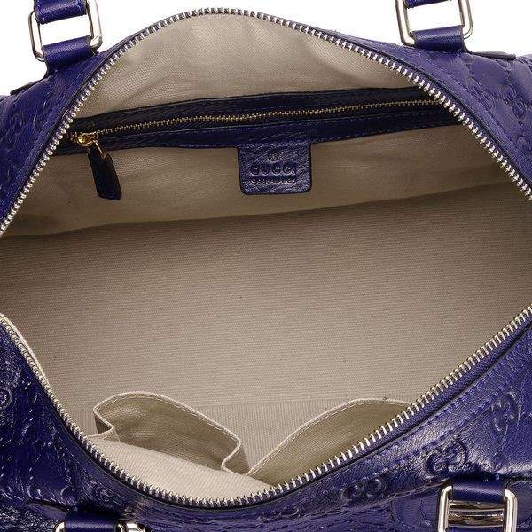 1:1 Gucci 241097 Techno Tag Medium Boston Bags-Blue Leather